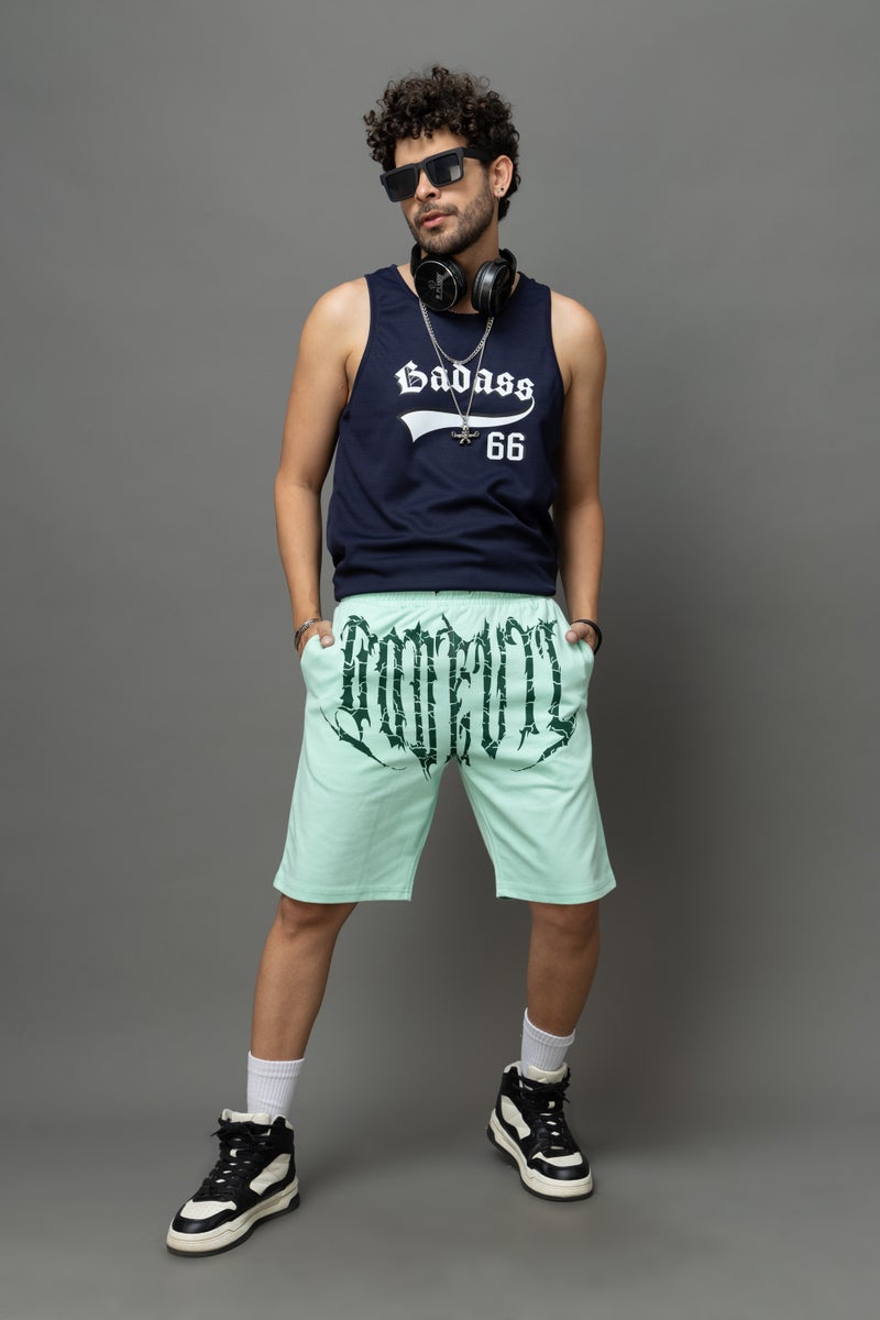 Go Devil Printed Mint Green Shorts For Men - Image 4
